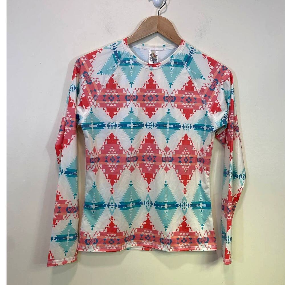 Faherty Aztec print Swim Shirt Cover Long Sleeve Top Made in USA Size Small